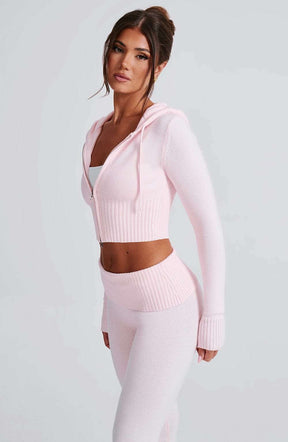 Portia Knit Hoodie - Pink Ryvelle