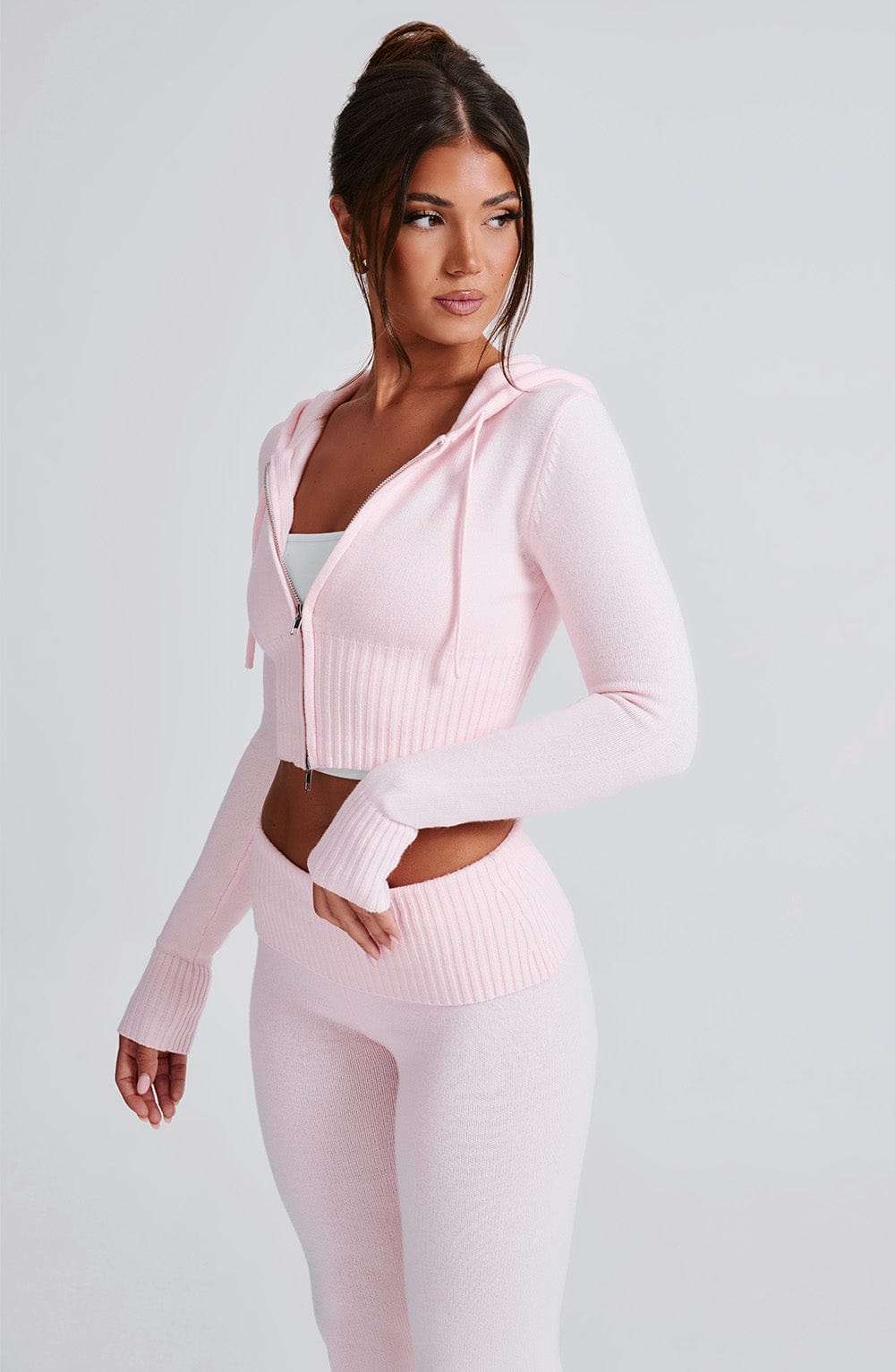 Portia Knit Hoodie - Pink Ryvelle