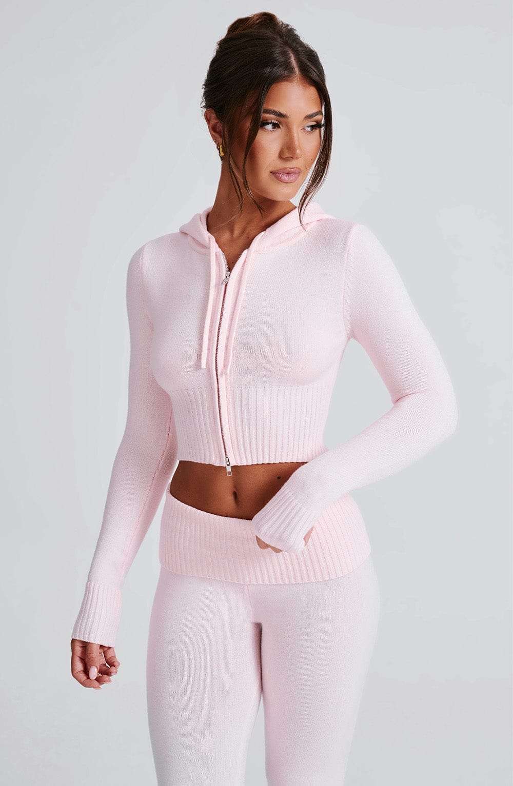Portia Knit Hoodie - Pink Ryvelle