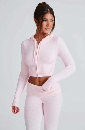 Portia Knit Hoodie - Pink Ryvelle