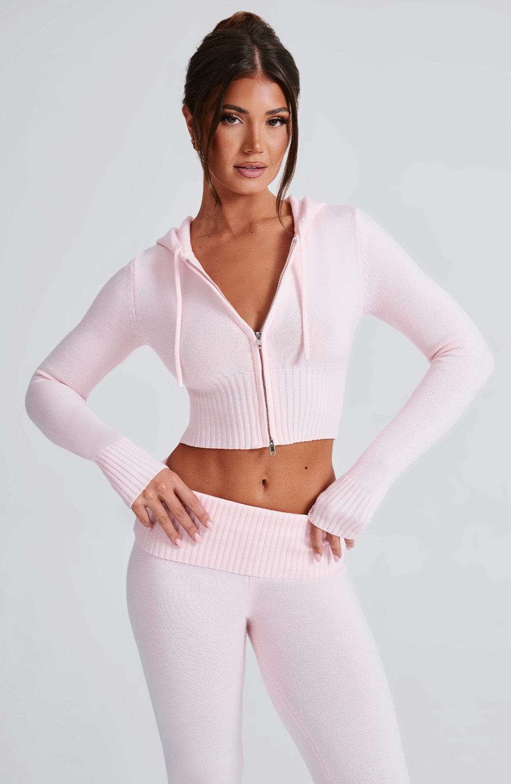 Portia Knit Hoodie - Pink Ryvelle