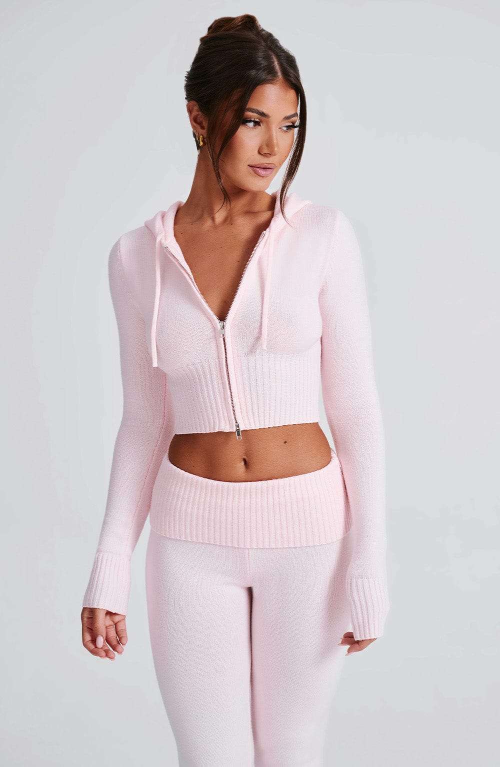 Portia Knit Hoodie - Pink Ryvelle