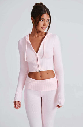 Portia Knit Hoodie - Pink Ryvelle