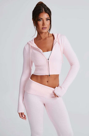 Portia Knit Hoodie - Pink Ryvelle
