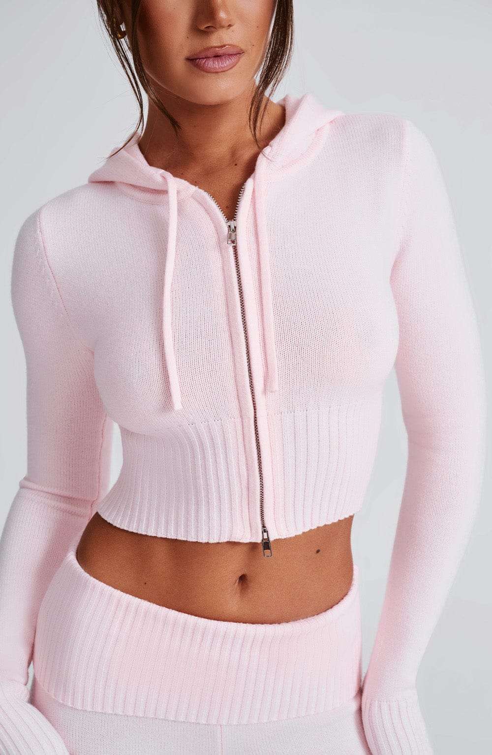 Portia Knit Hoodie - Pink Ryvelle