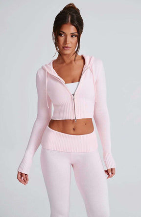 Portia Knit Hoodie - Pink Ryvelle