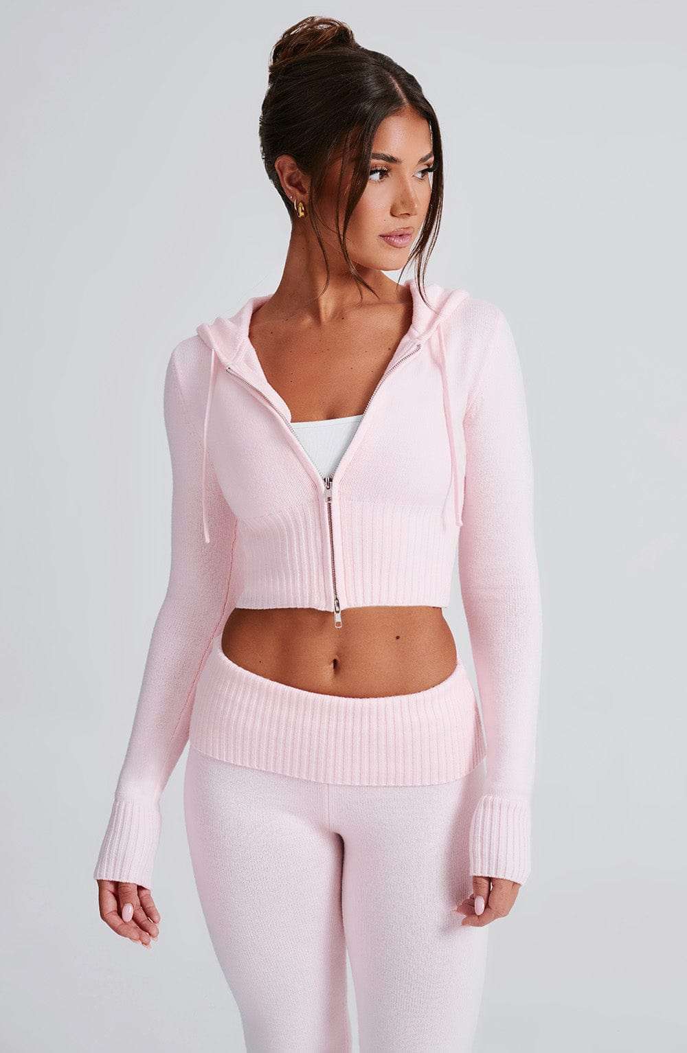 Portia Knit Hoodie - Pink Ryvelle