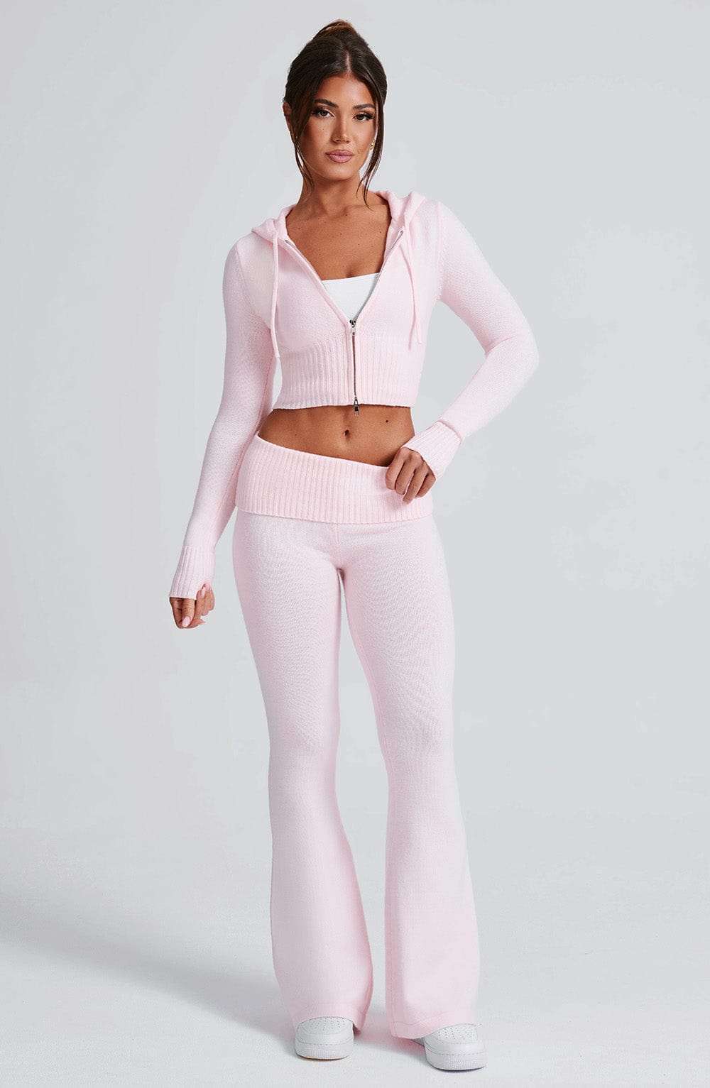 Portia Knit Hoodie - Pink Ryvelle