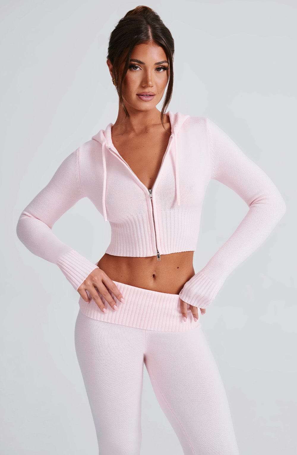 Portia Knit Hoodie - Pink Ryvelle