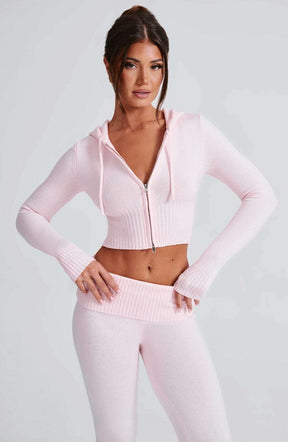 Portia Knit Hoodie - Pink Ryvelle