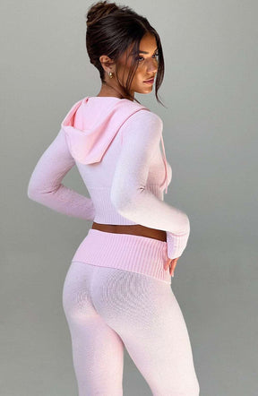 Portia Knit Hoodie - Pink Ryvelle