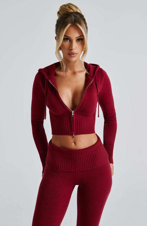 Portia Knit Hoodie - Red Ryvelle
