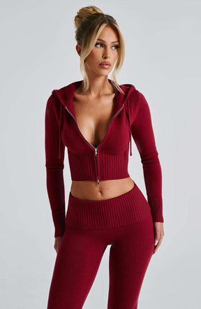 Portia Knit Hoodie - Red Ryvelle