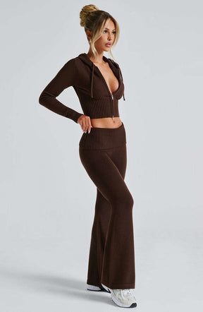 Portia Knit Pants - Chocolate Ryvelle