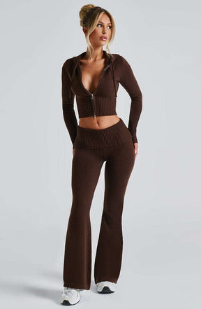 Portia Knit Pants - Chocolate Ryvelle