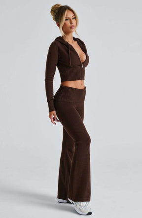 Portia Knit Pants - Chocolate Ryvelle