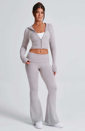 Portia Knit Pants - Light Grey Marl Ryvelle