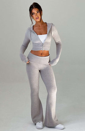 Portia Knit Pants - Light Grey Marl Ryvelle