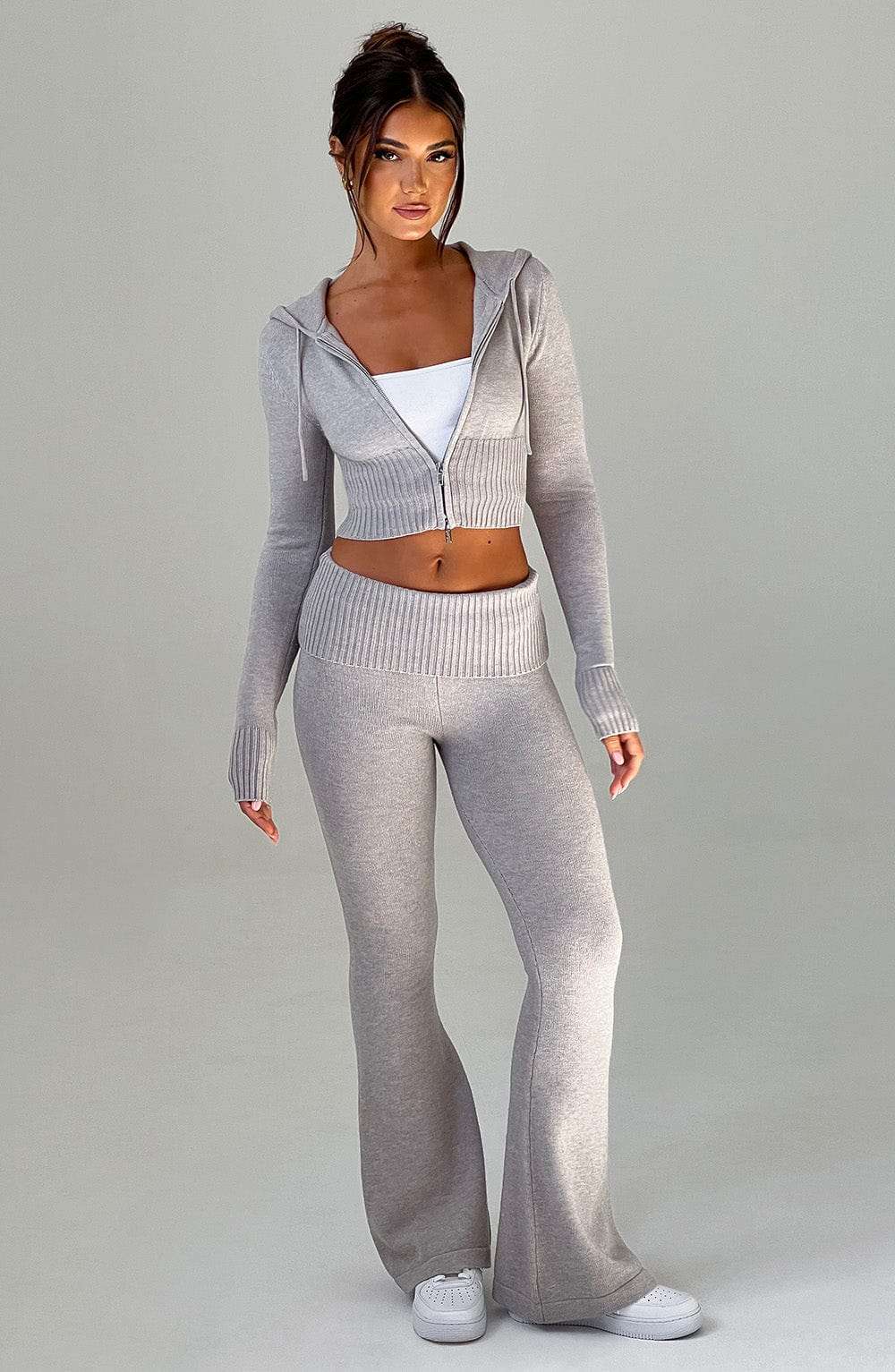 Portia Knit Pants - Light Grey Marl Ryvelle