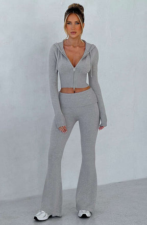 Portia Knit Pants - Light Grey Marl Ryvelle