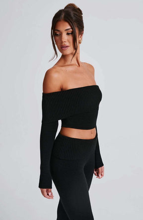 Portia Knit Top - Black Ryvelle