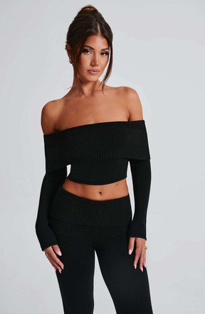 Portia Knit Top - Black Ryvelle