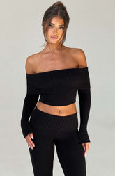 Portia Knit Top - Black Ryvelle