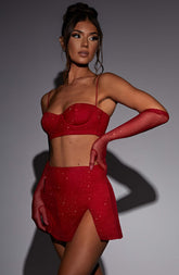 Posie Mini Skirt - Red Sparkle Ryvelle