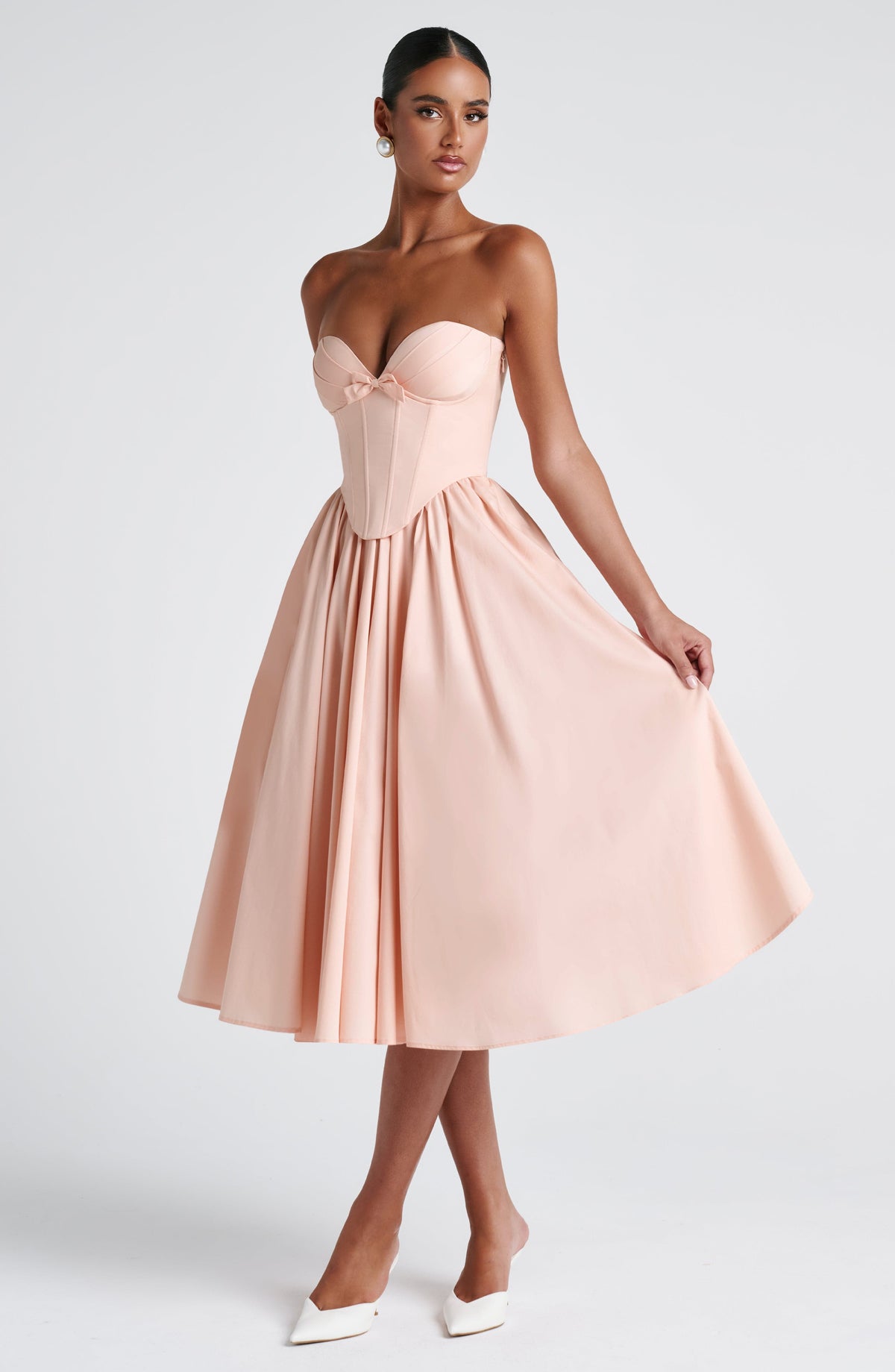 Prim Midi Dress - Soft Peach Ryvelle