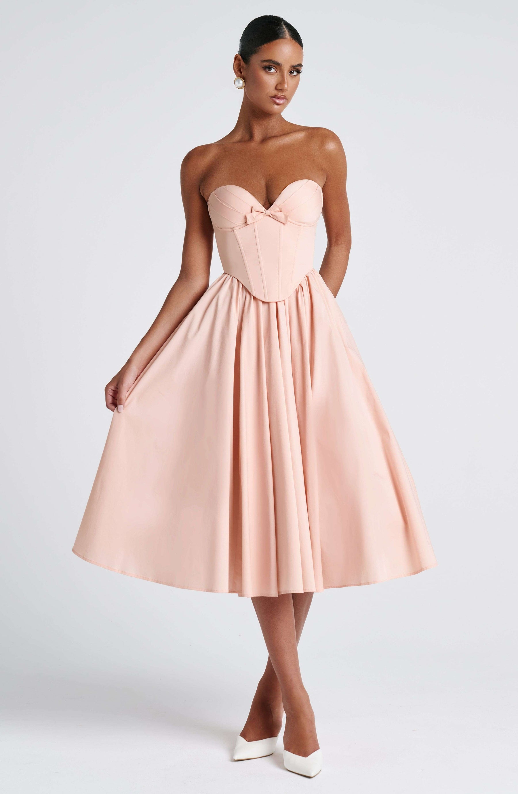 Prim Midi Dress - Soft Peach Ryvelle