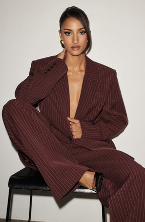 Reece Blazer – Burgundrot mit Nadelstreifen