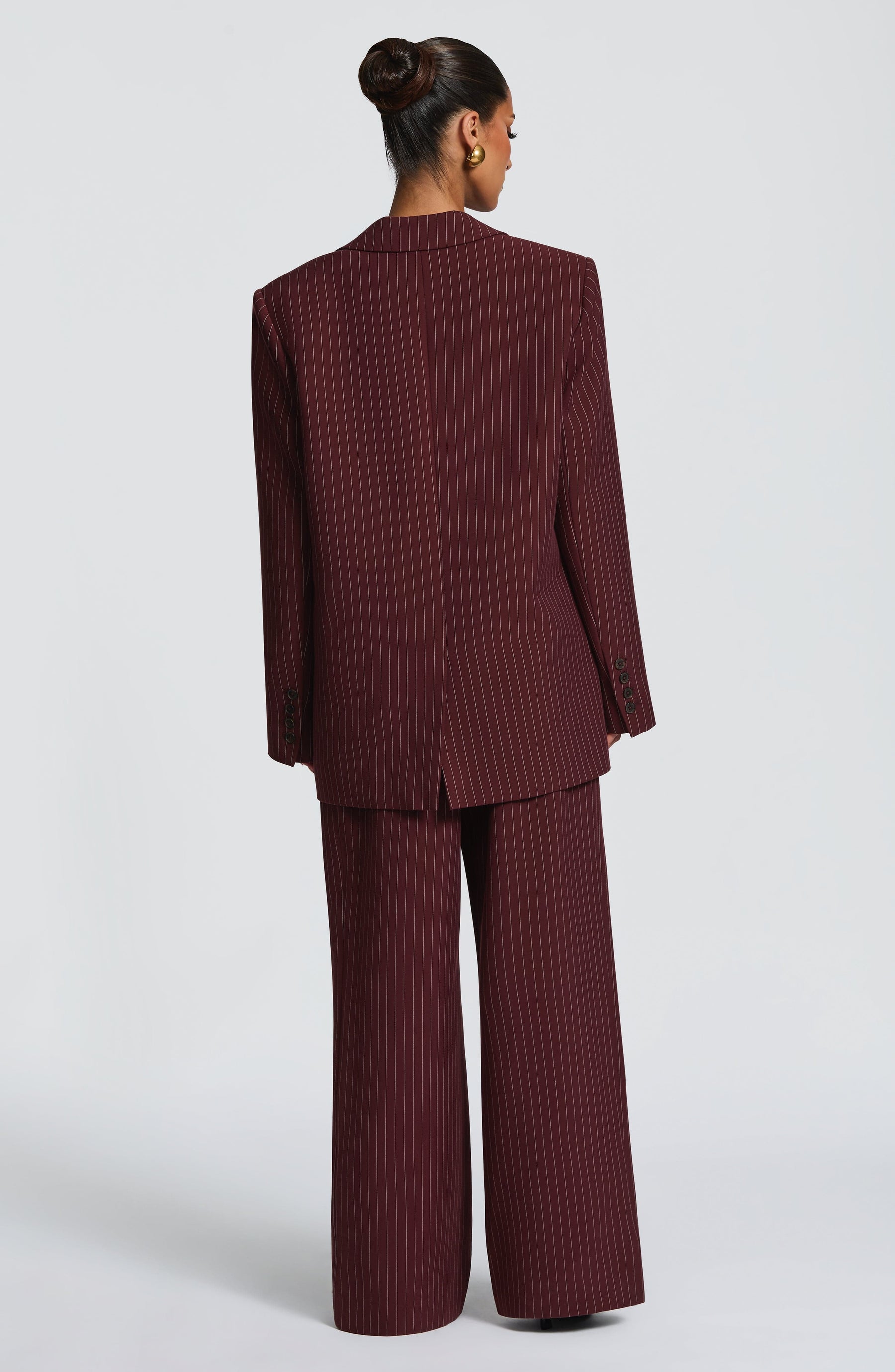 Reece Blazer – Burgundrot mit Nadelstreifen