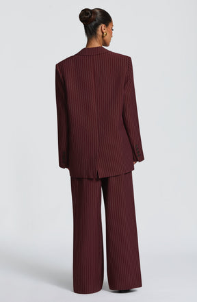 Reece Blazer – Burgundrot mit Nadelstreifen