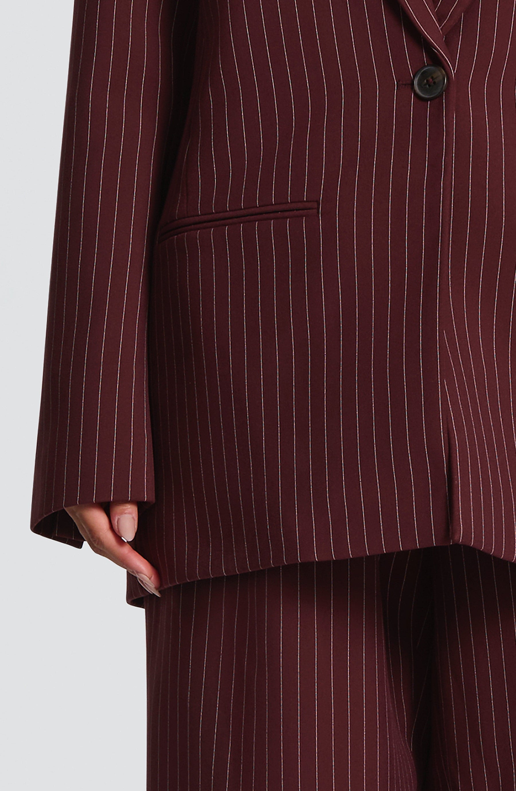 Reece Blazer – Burgundrot mit Nadelstreifen
