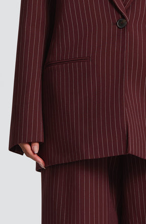 Reece Blazer – Burgundrot mit Nadelstreifen