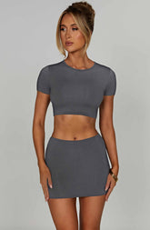 Rein Mini Skirt - Charcoal Ryvelle