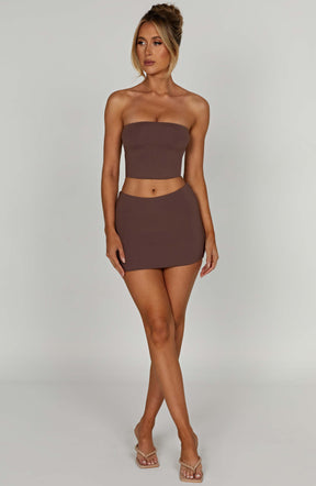 Rein Mini Skirt - Chocolate Ryvelle