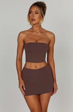 Rein Mini Skirt - Chocolate Ryvelle