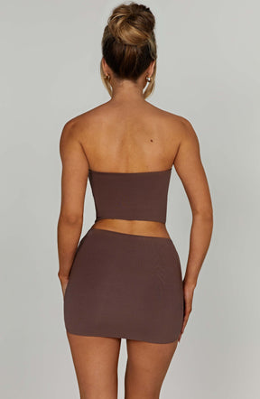 Rein Mini Skirt - Chocolate Ryvelle