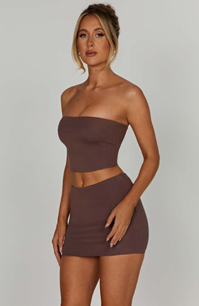 Rein Mini Skirt - Chocolate Ryvelle