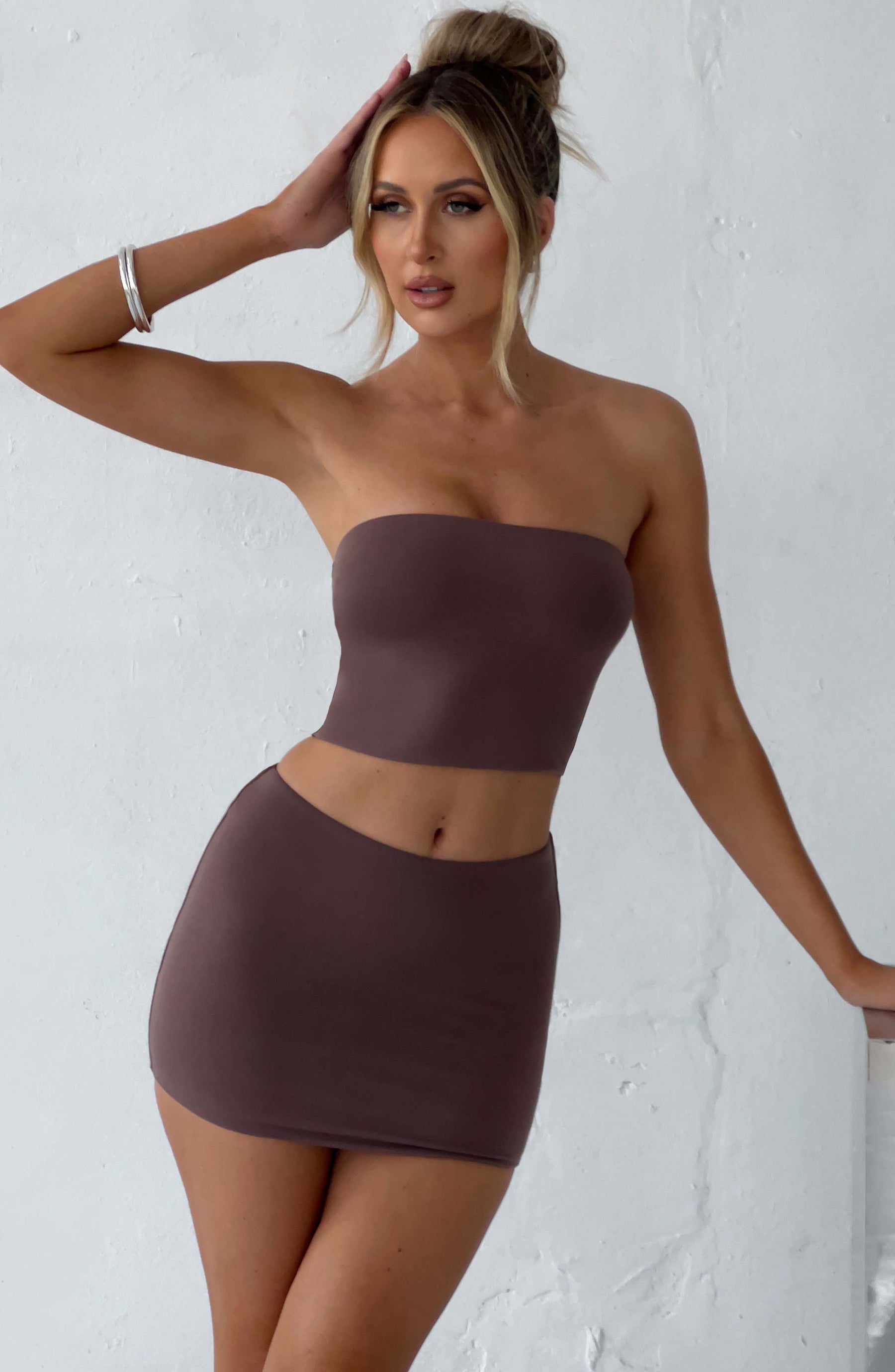 Rein Mini Skirt - Chocolate Ryvelle