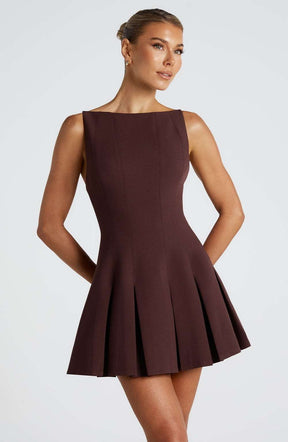 Rory Mini Dress - Plum Brown Ryvelle