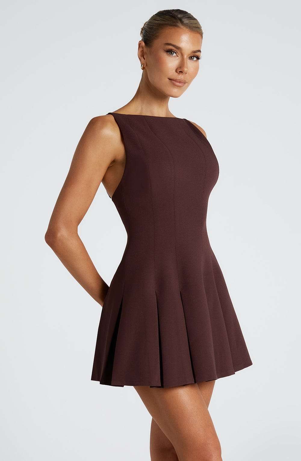 Rory Mini Dress - Plum Brown Ryvelle