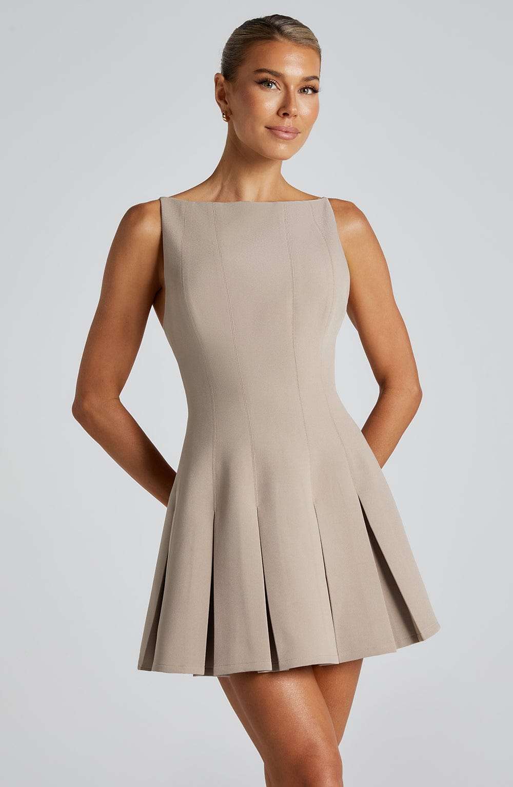 Rory Mini Dress - Taupe Ryvelle