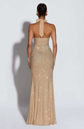 Rosetta Maxi Dress - Gold Sparkle Ryvelle