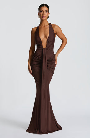 Rosetta Maxi Dress - Plum Brown Ryvelle