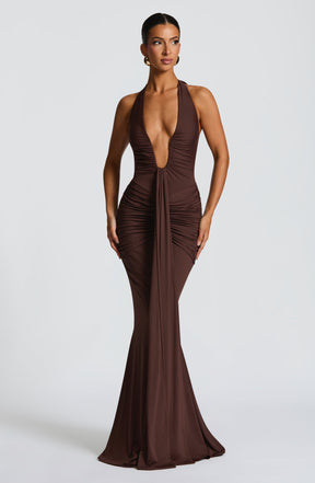 Rosetta Maxi Dress - Plum Brown Ryvelle