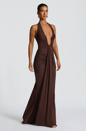 Rosetta Maxi Dress - Plum Brown Ryvelle