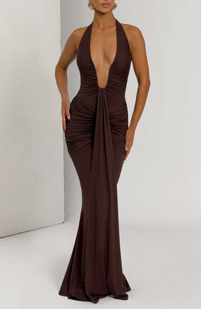 Rosetta Maxi Dress - Plum Brown Ryvelle