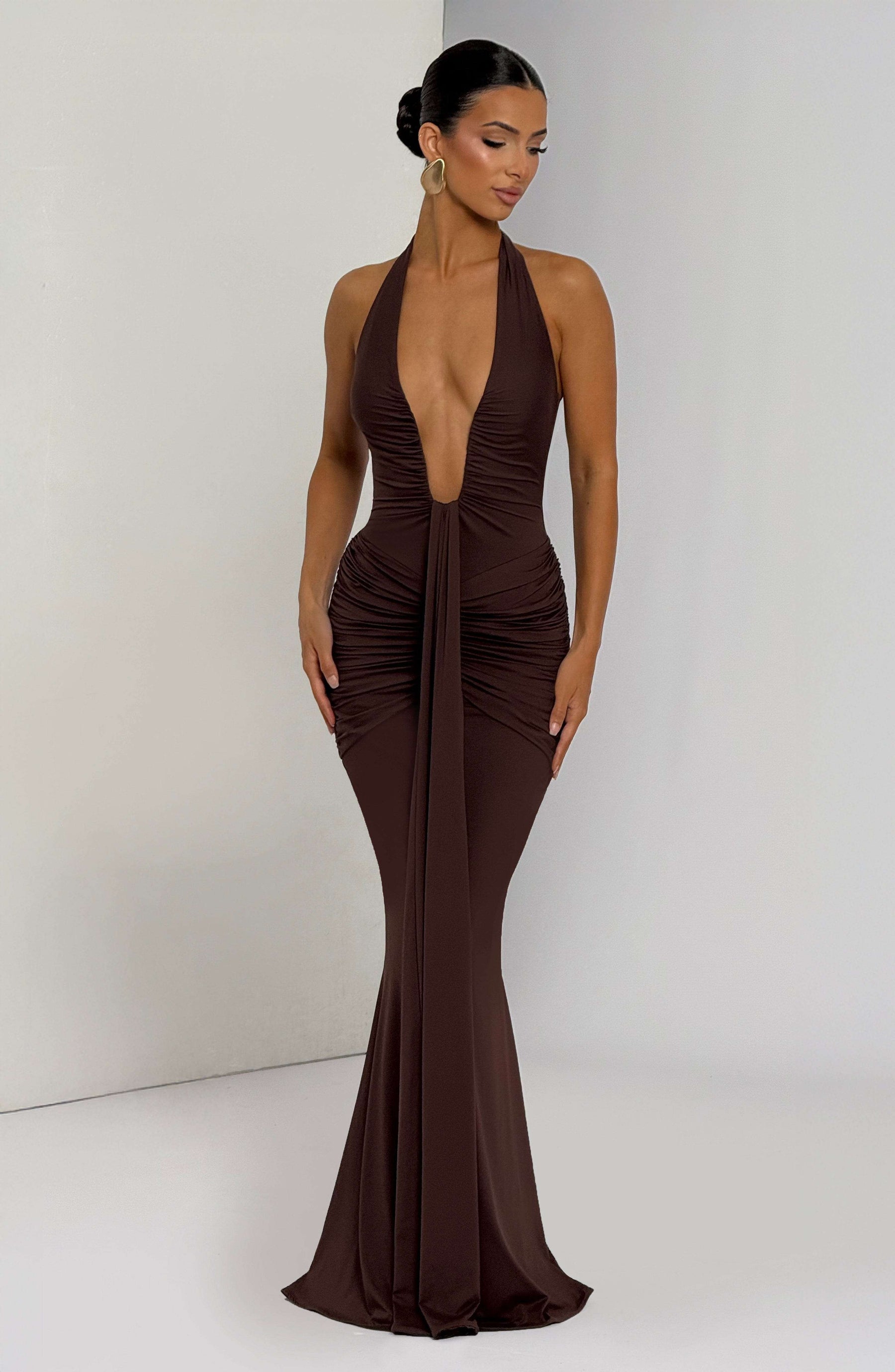 Rosetta Maxi Dress - Plum Brown Ryvelle
